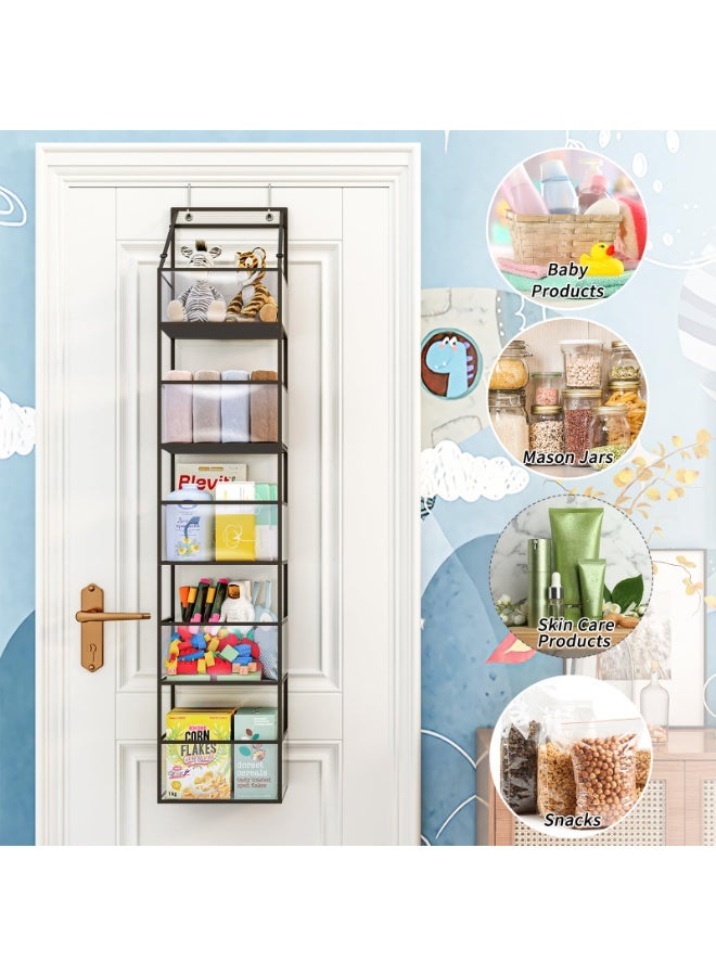 5-Shelf Over The Door Hanging Pantry Organizer with Clear Plastic Pockets Behind The Door Storage Organizer Large Capacity Organizer for Closet Bedroom Bathroom (Grey) - Image 5